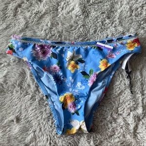 New Nanette Lepore Monaco Bouquet Charmer Bikini Bottom floral Blue size small